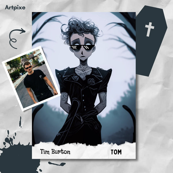 Retrato Caricatura Personalizado | Tim Burton